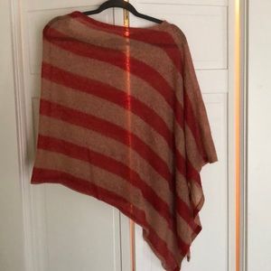 Rust striped asymmetrical poncho